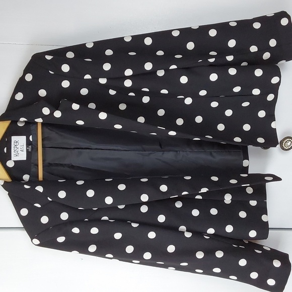 Kasper  Womens Black & White Polka-dot Open Blazer Suit Jacket Preppy Sz.16 - Picture 1 of 8
